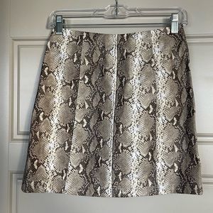 High-Waisted Faux Snake/Python Leather Skin Mini Skirt - Sz S